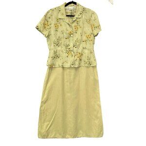 Vtg MATCH Dress Blazer Set Women Size 10 Light Olive Career Business Office 3-41